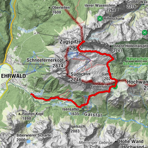 Zugspitze von Talstation Ehrwald über Gatterl, Tirol/Österreich