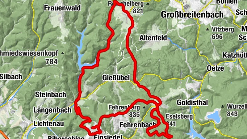 Ruta en bicicleta - Neustadt am Rennsteig / Embalse Schönbrunn / Simmersberg / Fuente del Werra - Bosque de Turingia