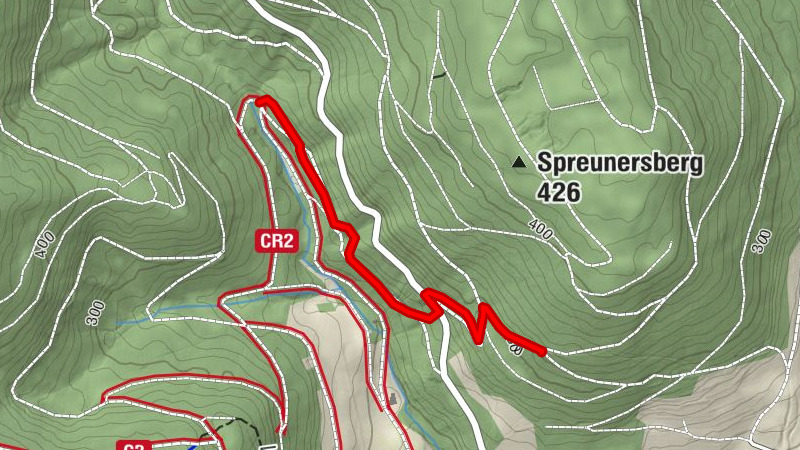 Verbindungsweg V3 - zwischen den Wegen CR2 und CF1