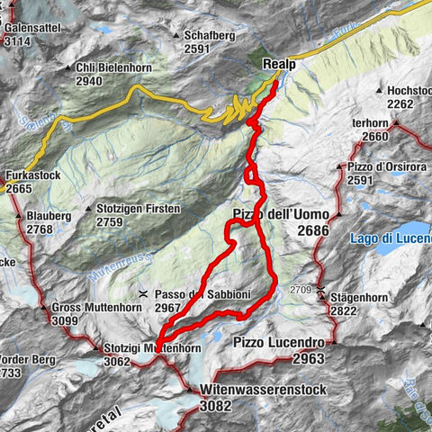 Realp - Witenwasseren - Rotondohütte - Leckihorn - Rottällihorn - Stelliboden - Realp