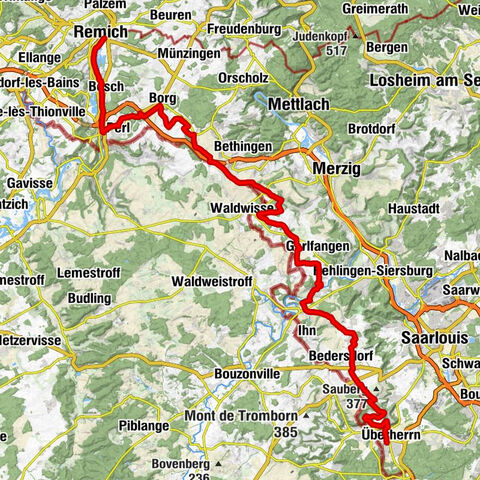 Saarland-Radweg "Etapa 6: de Remich a Überherrn"