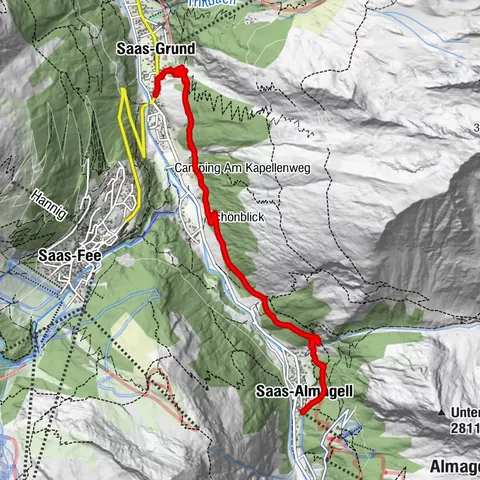 Camino de las acequias Saas-Almagell - Saas-Grund