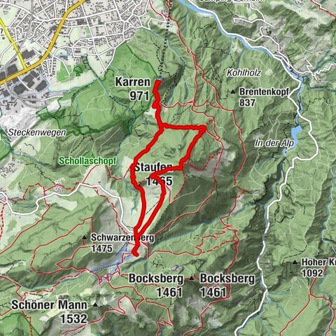 Vom Karren zum Staufen über Wurzelweg Dornbirn, Österreich