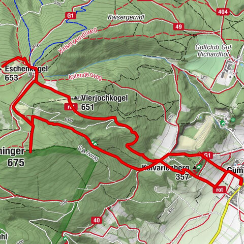 Anninger mit beiden Aussichtswarten von Gumpoldskirchen aus
