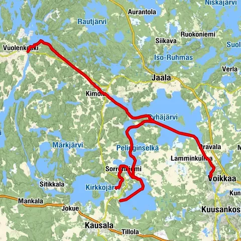 Iitti–Vuolenkoski: Ruta de remo alrededor de Hiidensaari de Iitti al canal Kimola y Vuolenkoski