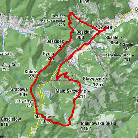 Nr.5 Szczyrk,Hala Skrzyczenska ,Male Skrzyczne,Malinowska Skala,Bialy Krzyz,Kotarz,Chata Wuja Toma,Szczyrk Beski Arena