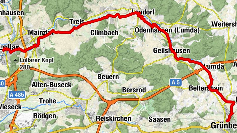 Lumda–Radweg: Lollar - Grünberg