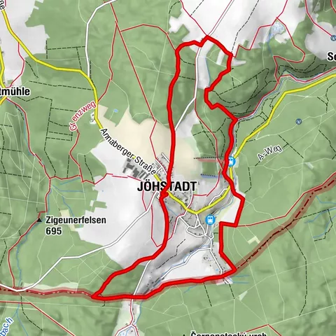 Viaje de ida y vuelta a través de Jöhstadt al camino de la cresta en el valle de Pressnitz de vuelta al Hotel Heilbrunnen.