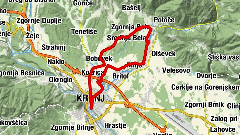 Ruta ciclista Kranj - Preddvor - Kranj