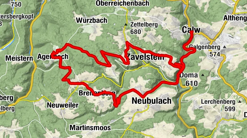 Desde Calw hacia alturas con vistas panorámicas