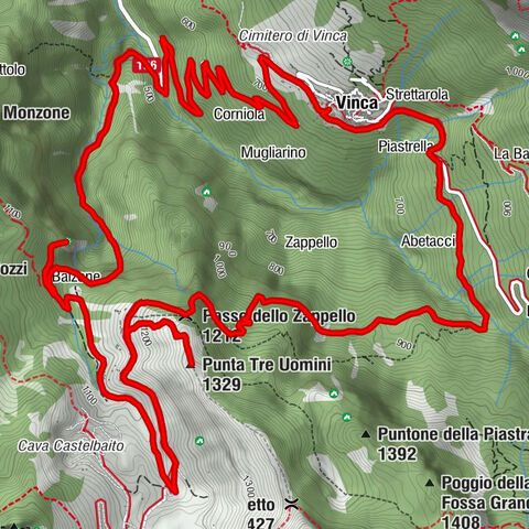 Vinca - Olivella - Punta Tre Uomini - Passo dello Zappello