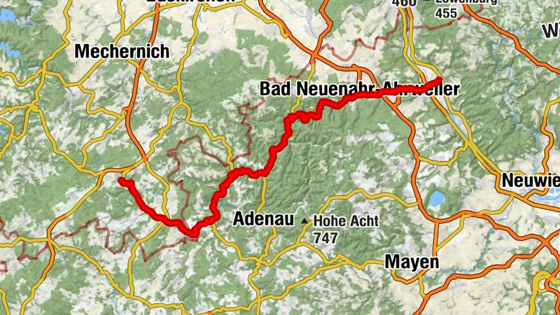 Carril bici del Ahr de Blankenheim a Sinzig (recorrido total)
