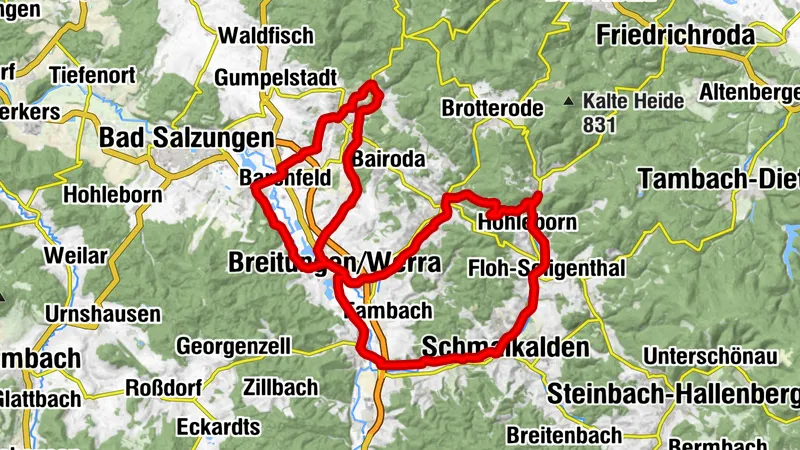 Ruta circular en bicicleta - Gran recorrido Viba - Breitungen-Bad Liebenstein-Schmalkalden-Bosque de Turingia
