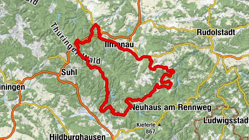 Ruta en bicicleta de carretera - "Martillo de Turingia" - Bosque de Turingia