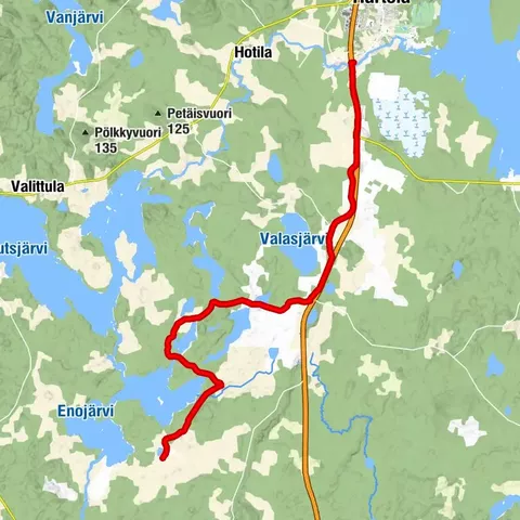 Ruta de ciclismo Hartola - pista de baile Krouvin