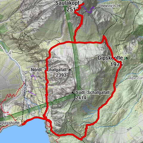 Ruta a la cima Pared este de Saulakopf