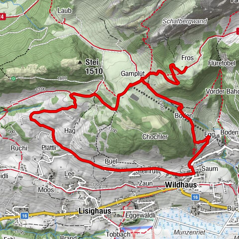 Caminata invernal Wildhaus-Gamplüt-circuito