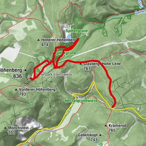 Ruta circular - "Alrededor de Ebertswiese" - Floh-Seligenthal - Bosque de Turingia
