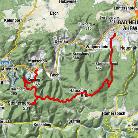 Ahrweiler, Steinerberghaus, Mayschoß (kürzere Route)