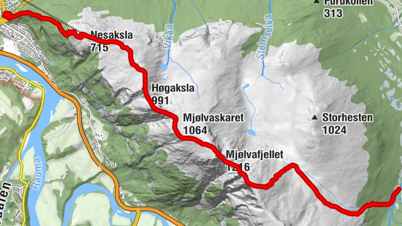 Venjesdalssetra - Mjølvafjellet - Høgaksla - Åndalsnes