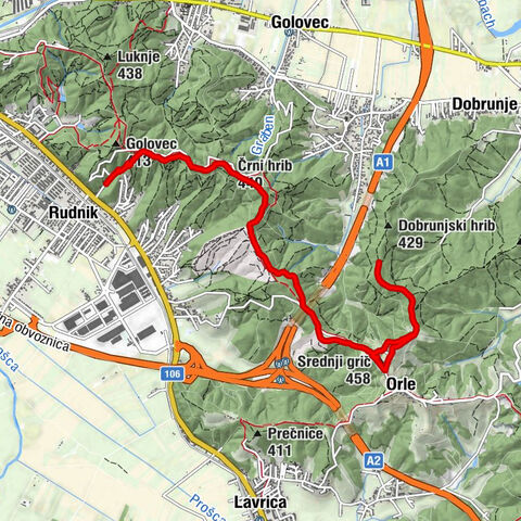 Ljubljana - Mazovnik - Srednji grič - Gostilnica Orle