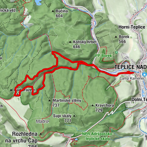 Teplice nad Metují - Kostel Panny Marie Pomocné - hotel Orlík - Střmen