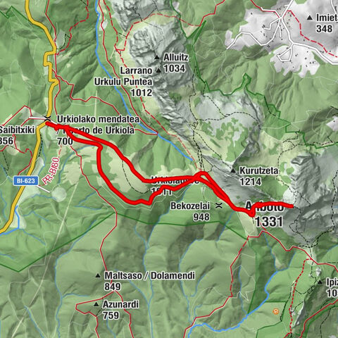 Urkiolako mendatea / Puerto de Urkiola - Urkiolagirre - Anboto - Bekozelai