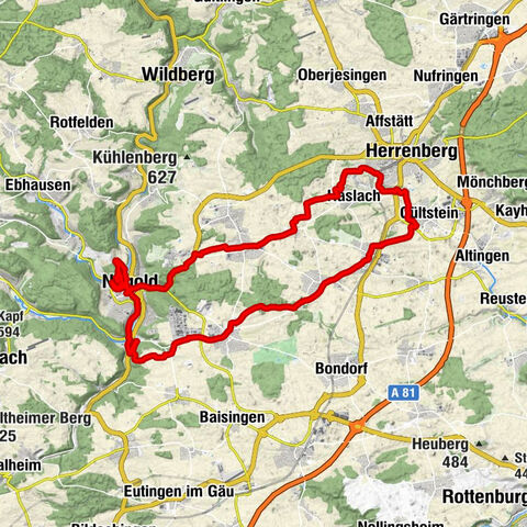 Nagoldrunde mit Burgruine von Gültstein aus