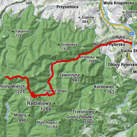 Zajazd pod Zamkiem - Bukowinki - Złomisty Wierch - Schronisko PTTK na Przehybie