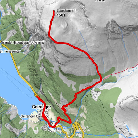 Geiranger - Geiranger kyrkje - Vesterås gard - Laushornet