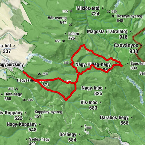 Nagybörzsöny - Nagy-Hideg-hegy - Kis-Hideg-hegy - Hegyes-hegy-orom