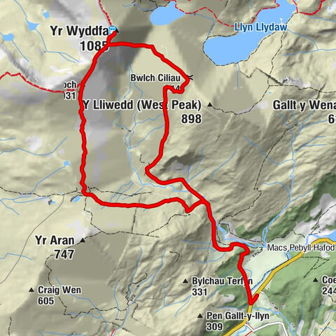 Pont Bethania - Yr Wyddfa - Clawdd Coch - Allt Maenderyn