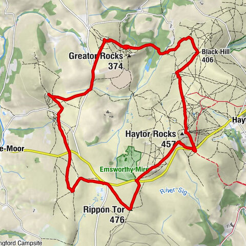 Haytor Rocks - Hound Tor - Rippon Tor - Ilsington