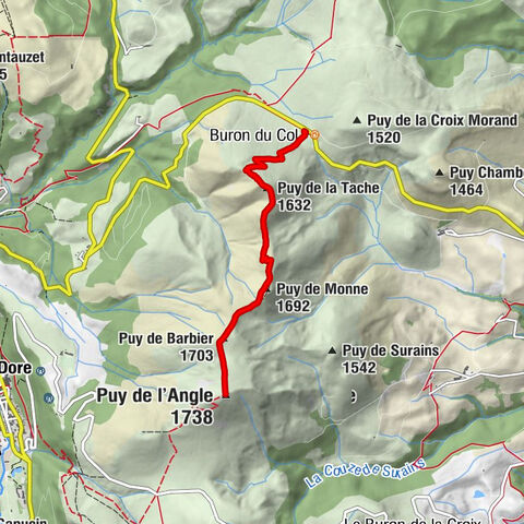 Chambon-sur-Lac - Puy de la Tache - Puy de Barbier - Puy de l'Angle