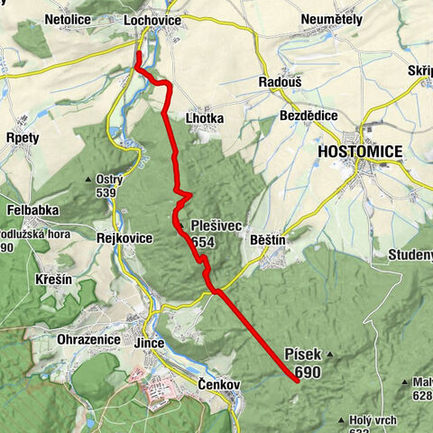 Rejkovice - Plešivec - U Eliščiny cesty - Na Mostnicích