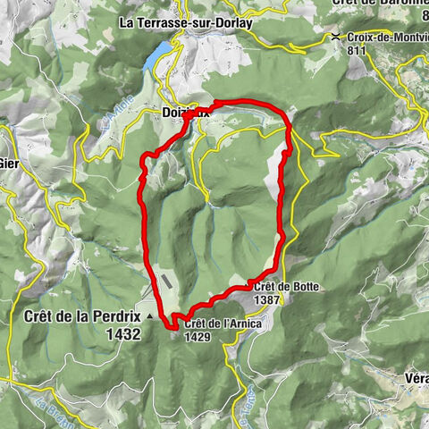 Doizieux - Crêt de Botte - Crêt de l'Arnica - Église Saint-Laurent