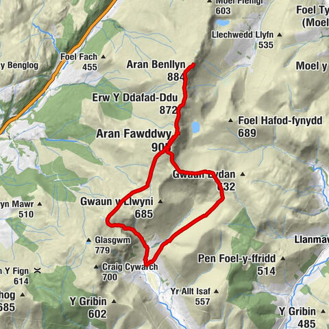 Mawddwy - Aran Fawddwy - Aran Benllyn - Brithdir and Llanfachreth