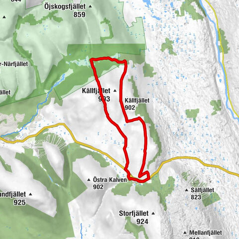 Gammelgården - Källfjället - Källfjällsstugan - Sälens Fjällkyrka