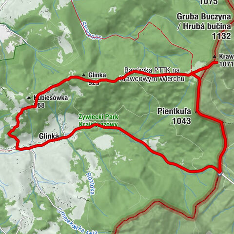 Kaplica w Glince - Glinka - Bacówka PTTK na Krawcowym Wierchu - Pientkuľa