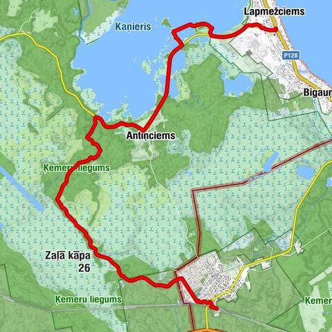 Ķemeri - Zaļā kāpa - Antiņciems - Lapmežciems