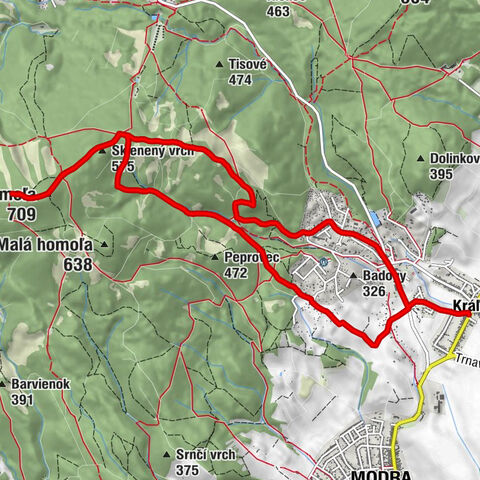 Uherské - Sklenený vrch - Veľká homoľa - Kráľová