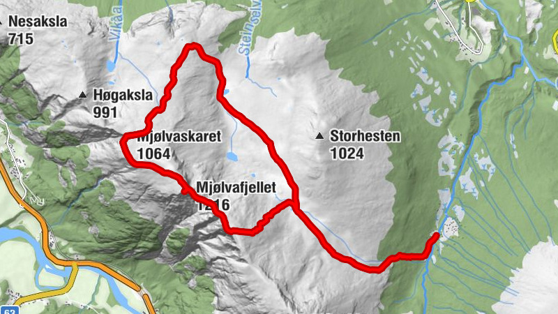 Venjesdalssetra - Mjølvafjellet - Mjølvaskaret - Høgnøsa