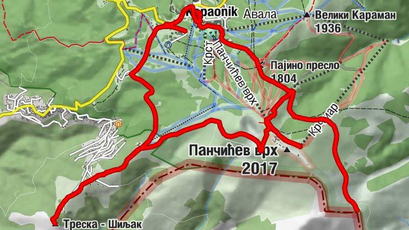 Копаоник - Панчићев врх - Суво рудиште - Треска - Шиљак