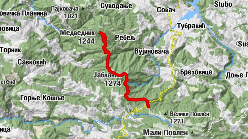 превој Дебело брдо - Кичер - Јабланик - Медведник