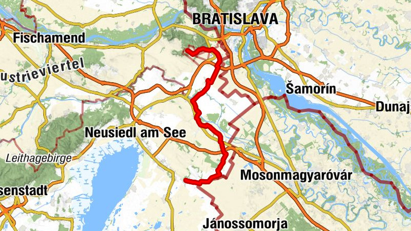 Ruta ciclista de conexión Parque Nacional Neusiedler See - Seewinkel hasta la ruta ciclista del Danubio (B26)