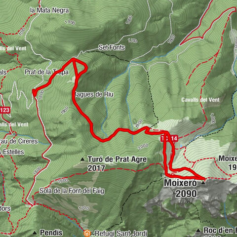 Prat de la Trapa - Font de Moixeró - Coll de Dental - Moixeró