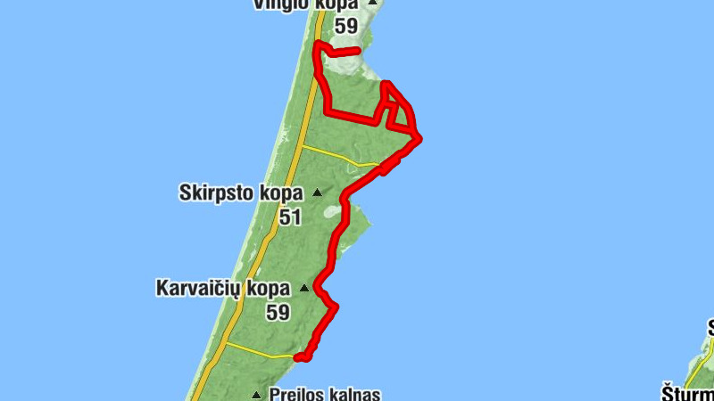 Neringa - Naglių kopa - Marių akis - Preila