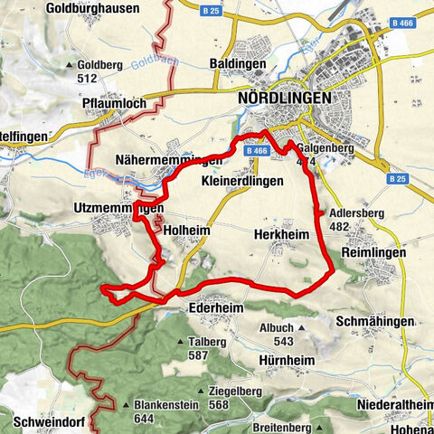 Hexenfelsen - Adlersberg - St.Hippolyt - Galgenberg