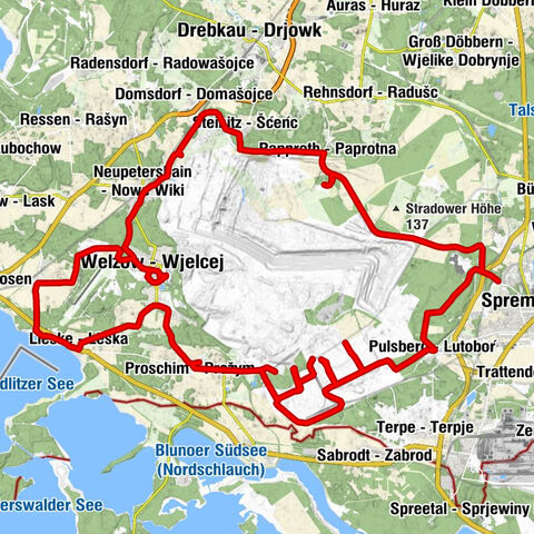 Welzow - Wjelcej - Neupetershain - Nowe Wiki - Geisendorf - Gižkojce - Kreuzkirche