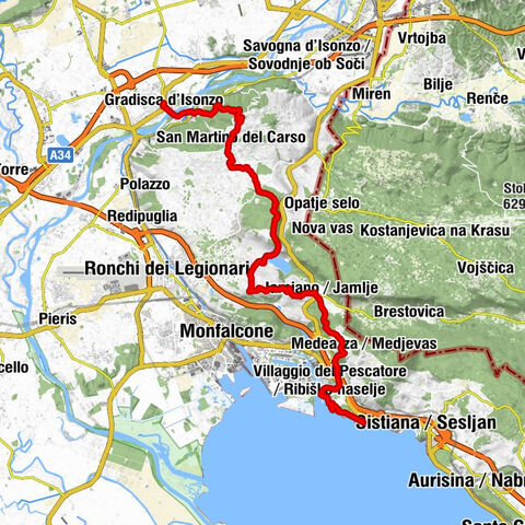 Etappe 33 Alpe-Adria-Trail: Gradisca d'Isonzo - Duino